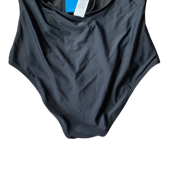 Cupshe large black high neck tummy control swimsuit bathing suit lace up back - Picture 9 of 16